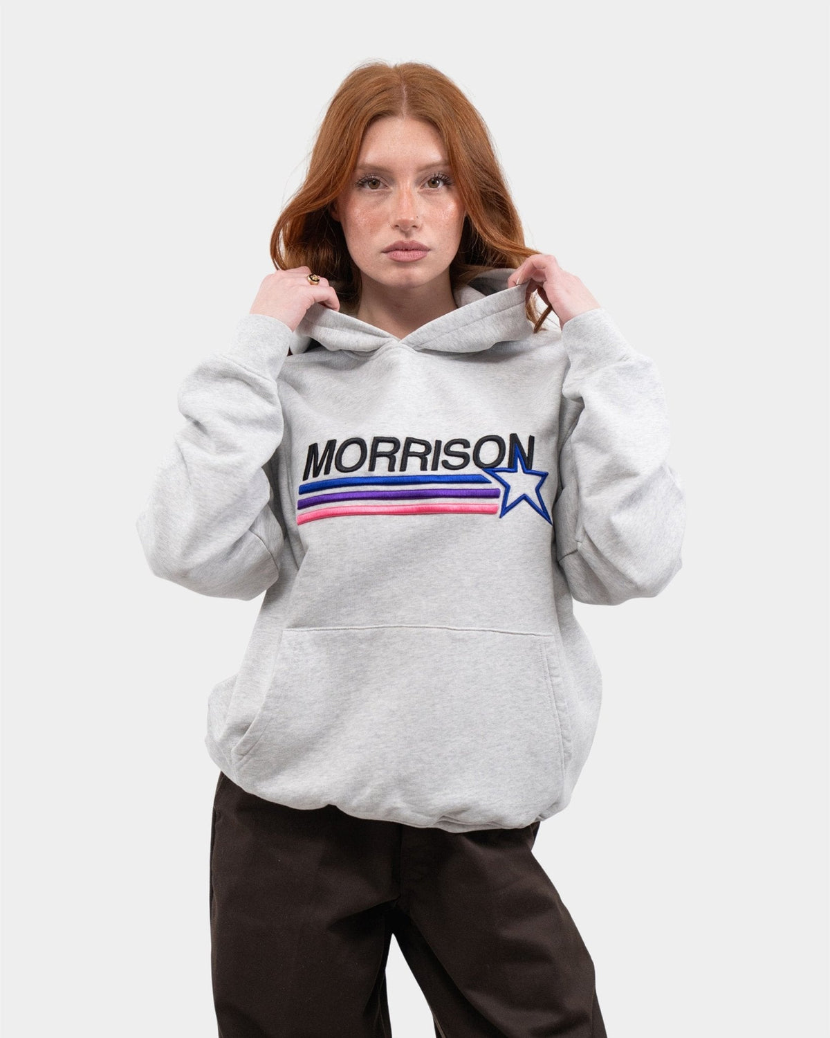 STAR GREY BOXY HOODIE
