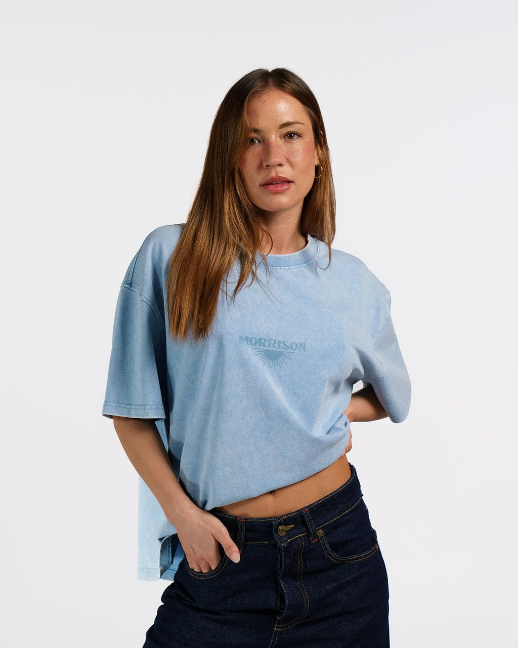 SUNSET BLUE BOXY TEE