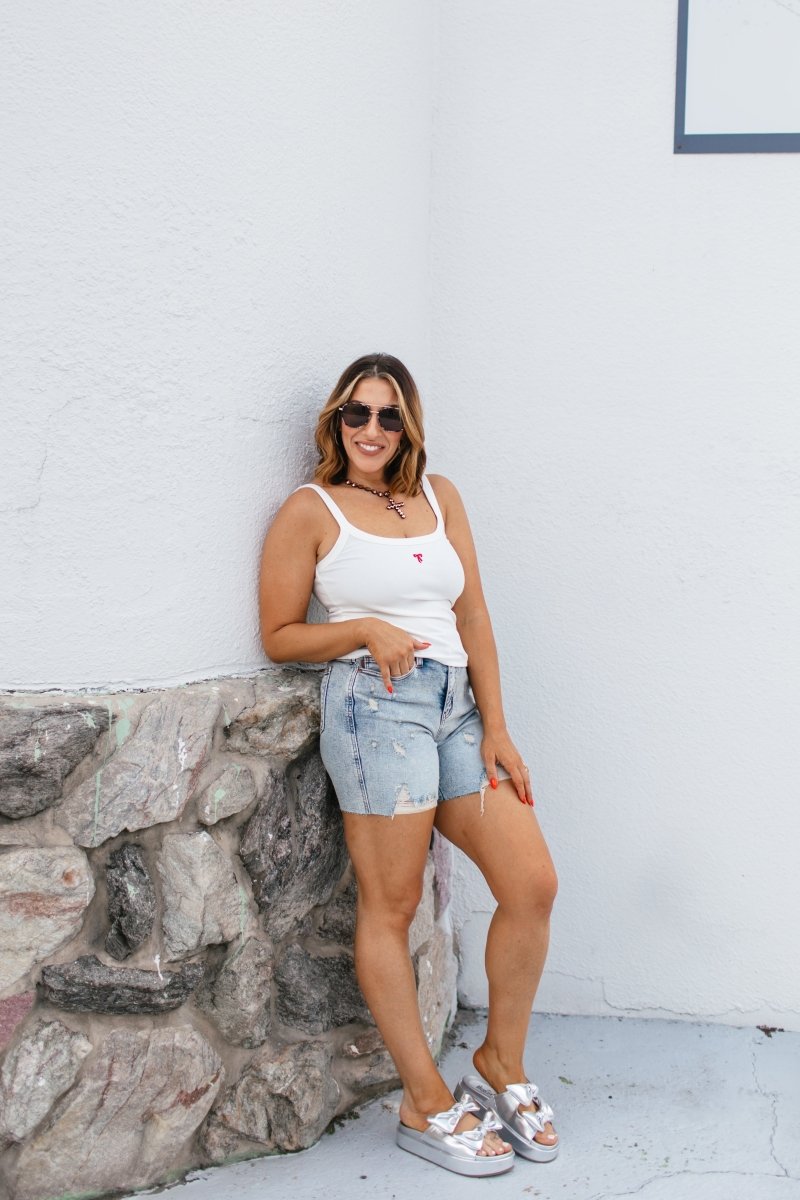 BLACK FRIDAY DEAL: Tied With Love Tank in White- FINAL SALE