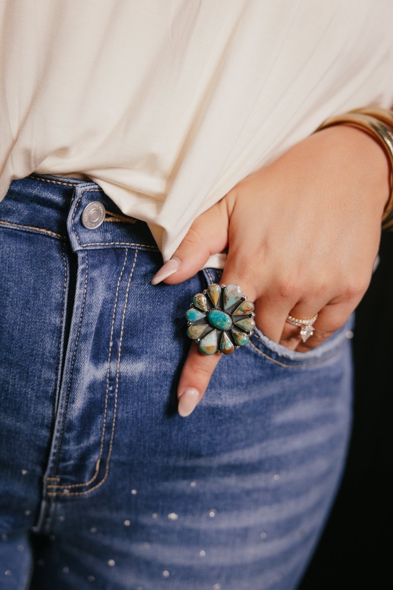 Boho Sol: Turquoise Garden Adjustable Ring