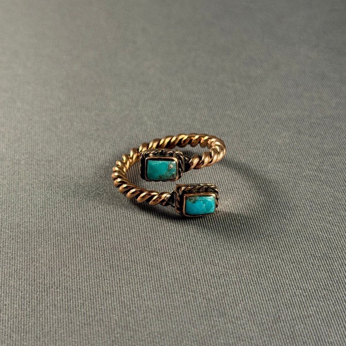 Boho Sol: Turquoise Twist Adjustable Ring