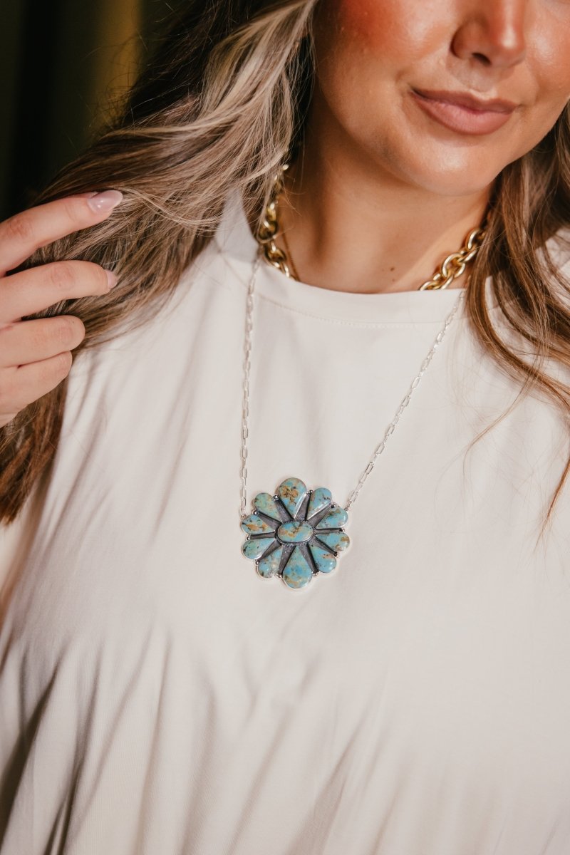 Boho Sol: Turquoise Wildflower Statement Necklace