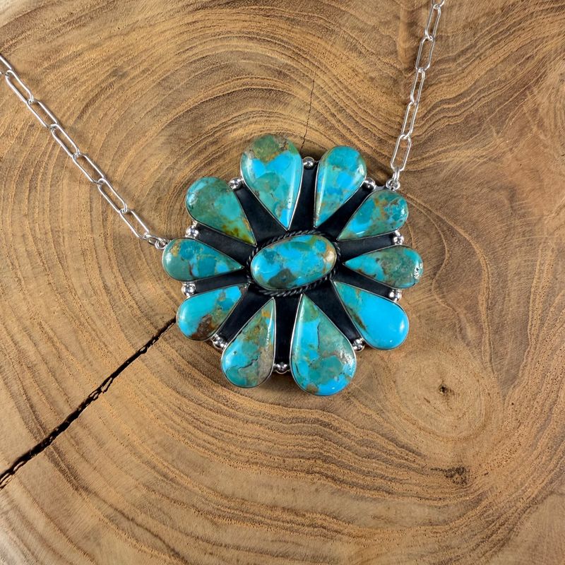 Boho Sol: Turquoise Wildflower Statement Necklace