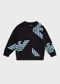 EMPORIO ARMANI Sweatshirt With Allover Eagle Kids Apparel