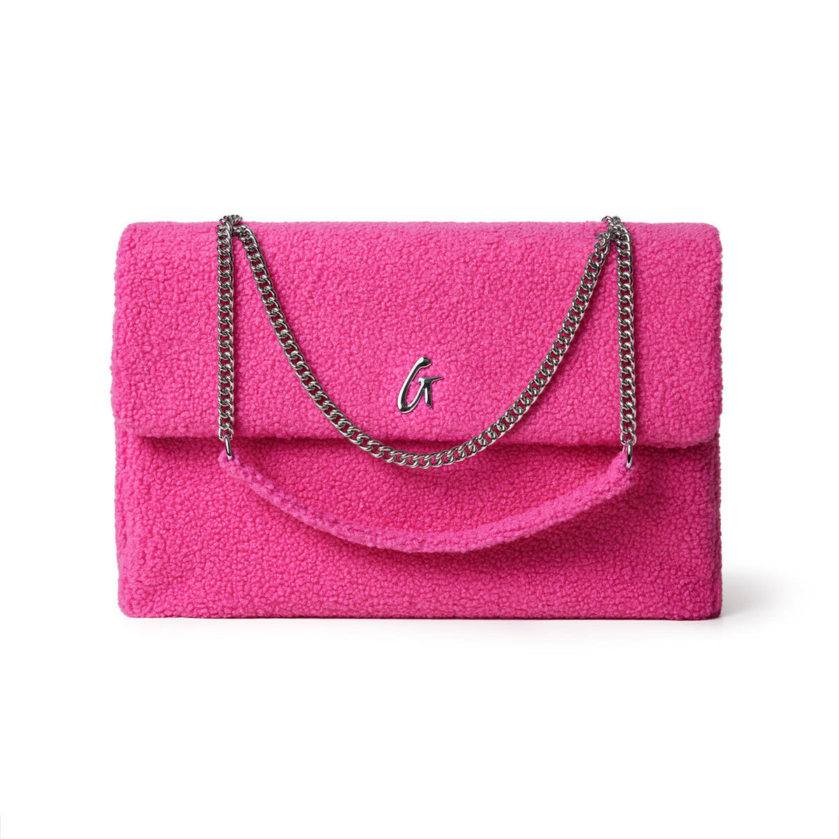 XL TEDDY FLAP BAG - HOT PINK
